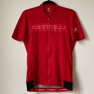 Castelli Full Zip Mens Cycling Jersey Red Scorpion Logo Large